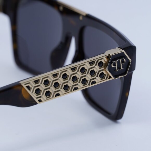 🕶️ New Philipp Plein SPP080 0722 Sunglasses - Havana Frame, Grey Lenses - Picture 11 of 12